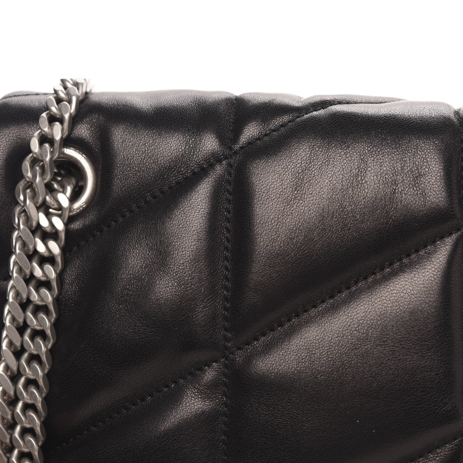 Saint Laurent Lambskin Quilted Small Loulou Puffer Monogram Chain Satchel Black 12 of 12