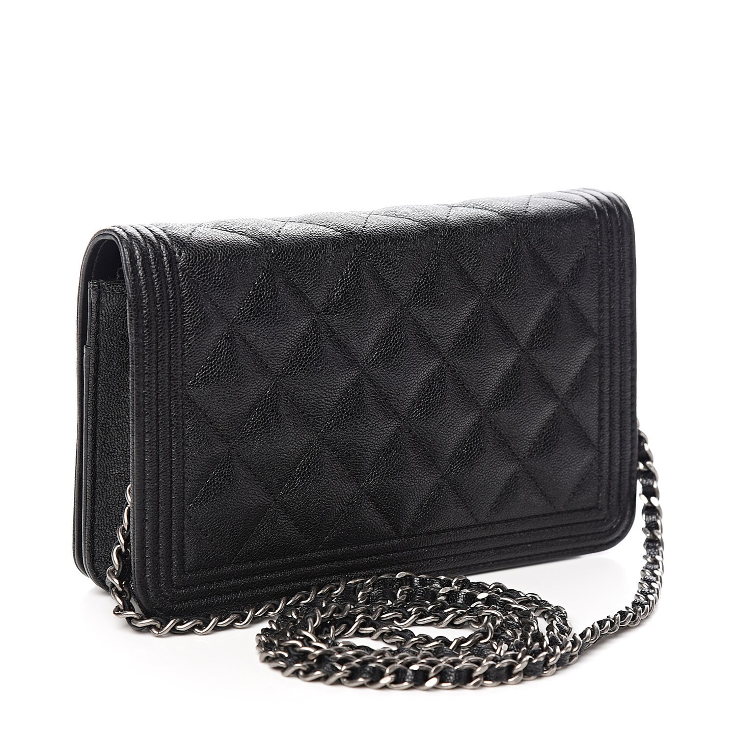 Caviar Quilted Boy Wallet On Chain WOC Black