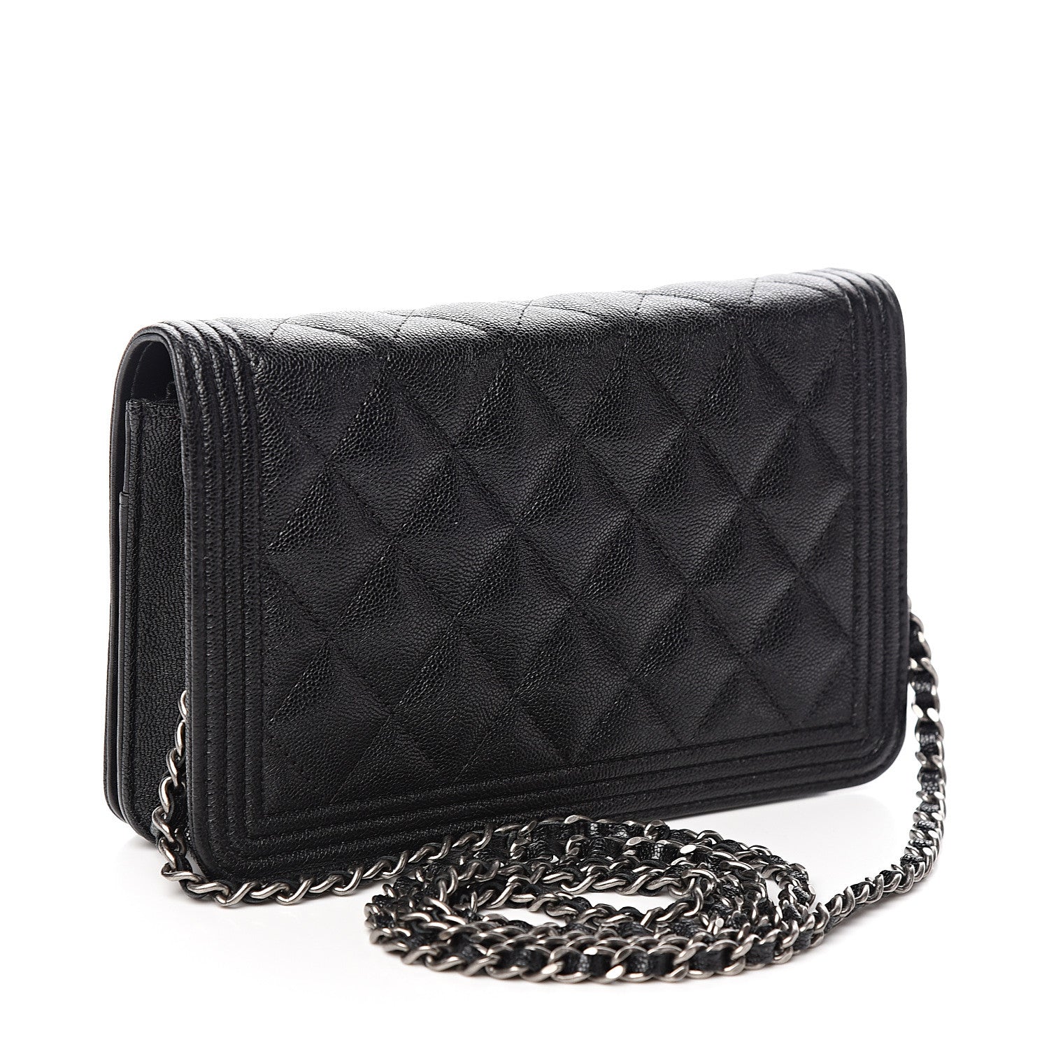 Chanel Caviar Quilted Boy Wallet On Chain WOC Black 2 of 12