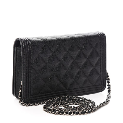 Chanel Caviar Quilted Boy Wallet On Chain WOC Black 2 of 12