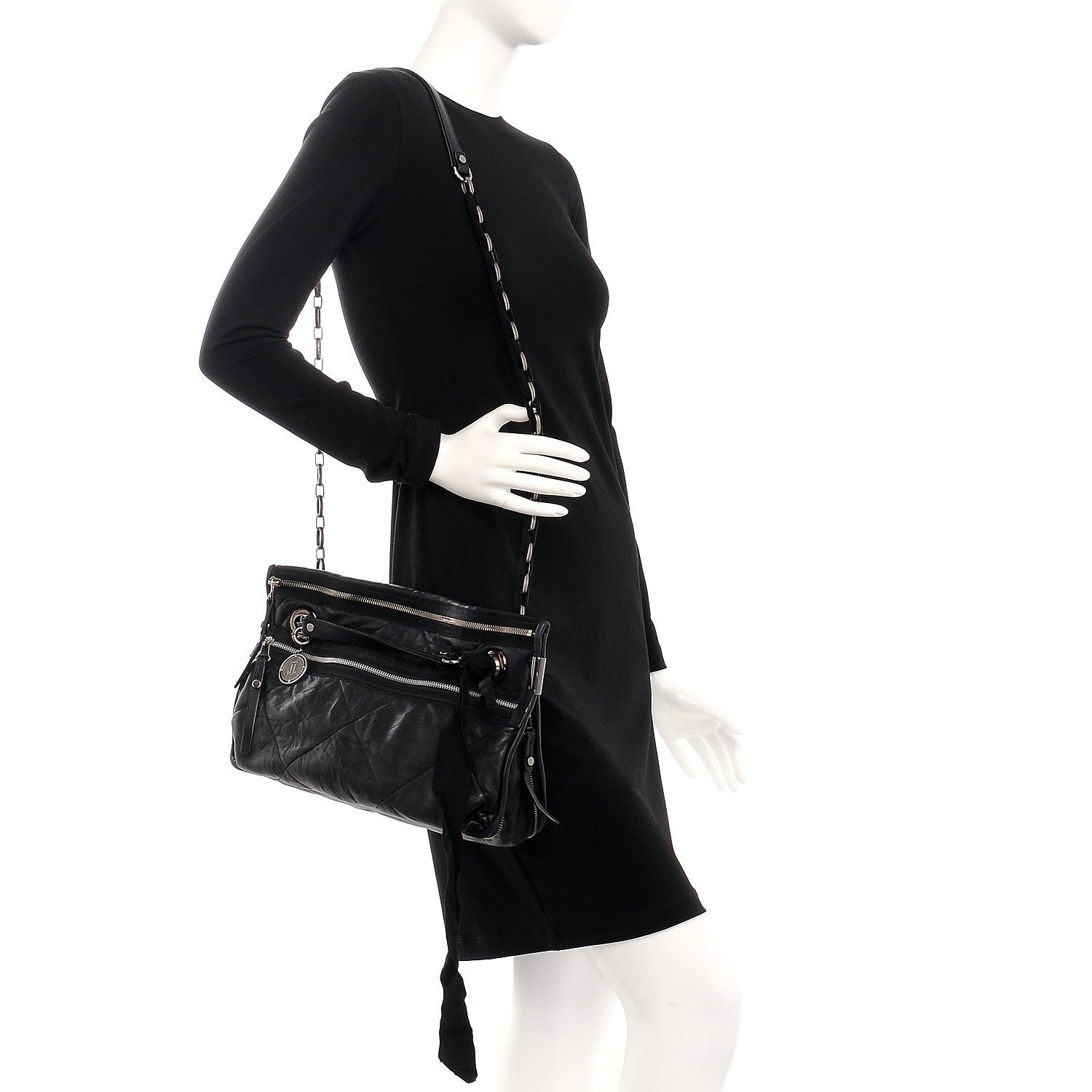 Lanvin Lambskin Quilted Medium Amalia Shoulder Bag Black 3 of 19