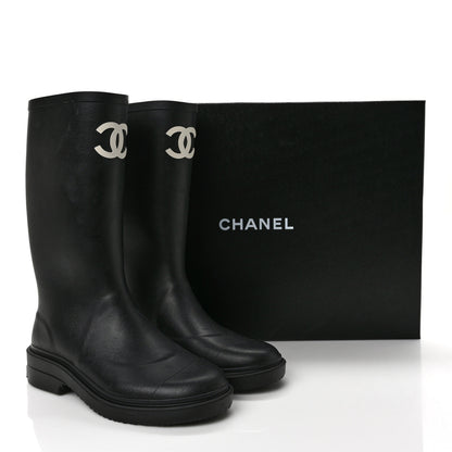Chanel Caoutchouk CC High Boots 38 Black 8 of 8