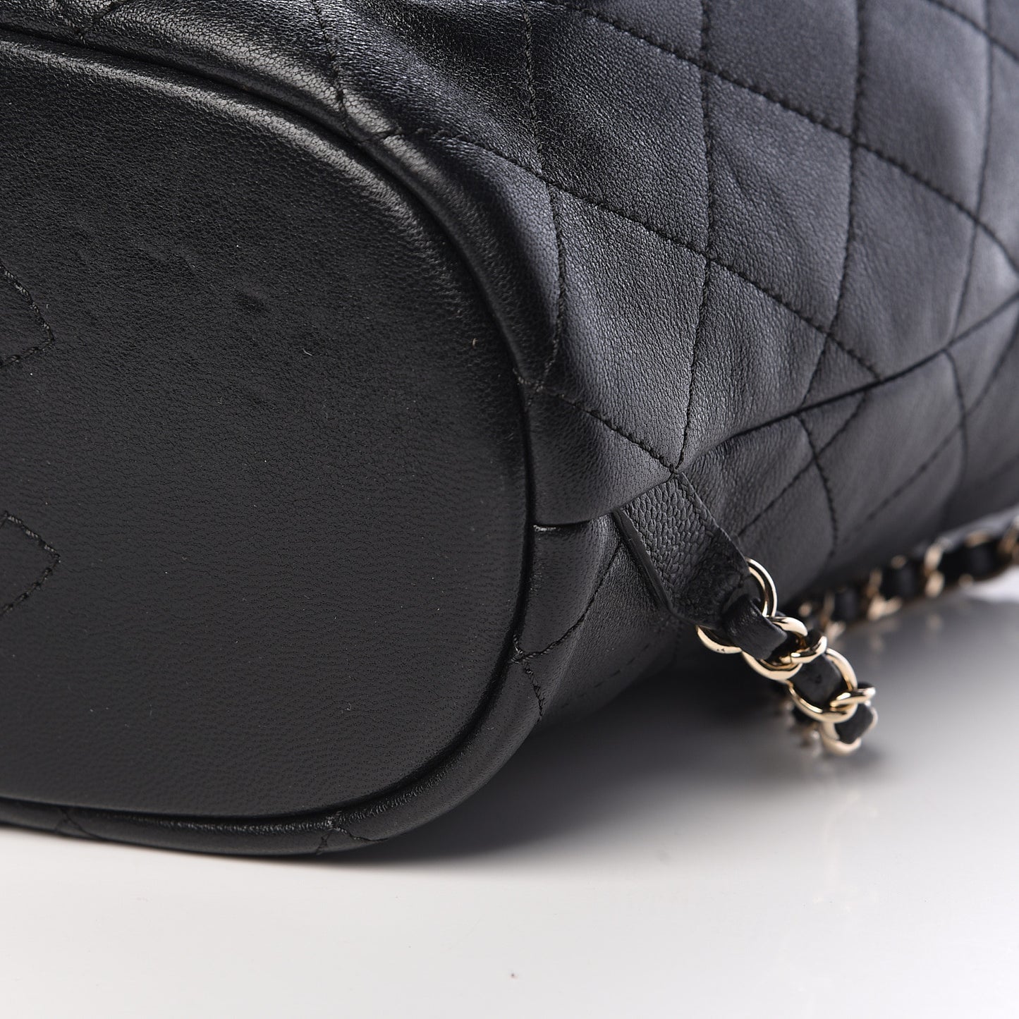 Sheepskin Caviar Quilted Daily Round Backpack Black