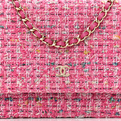 Chanel Tweed Quilted Wallet On Chain WOC Pink Blue White 9 of 12