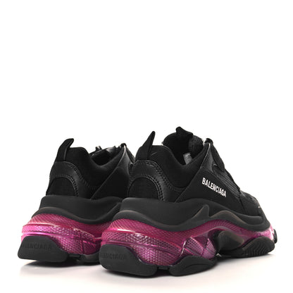 Balenciaga Fabric Mesh Clear Sole Womens Triple S Sneakers 37 Black Pink Neon 5 of 8