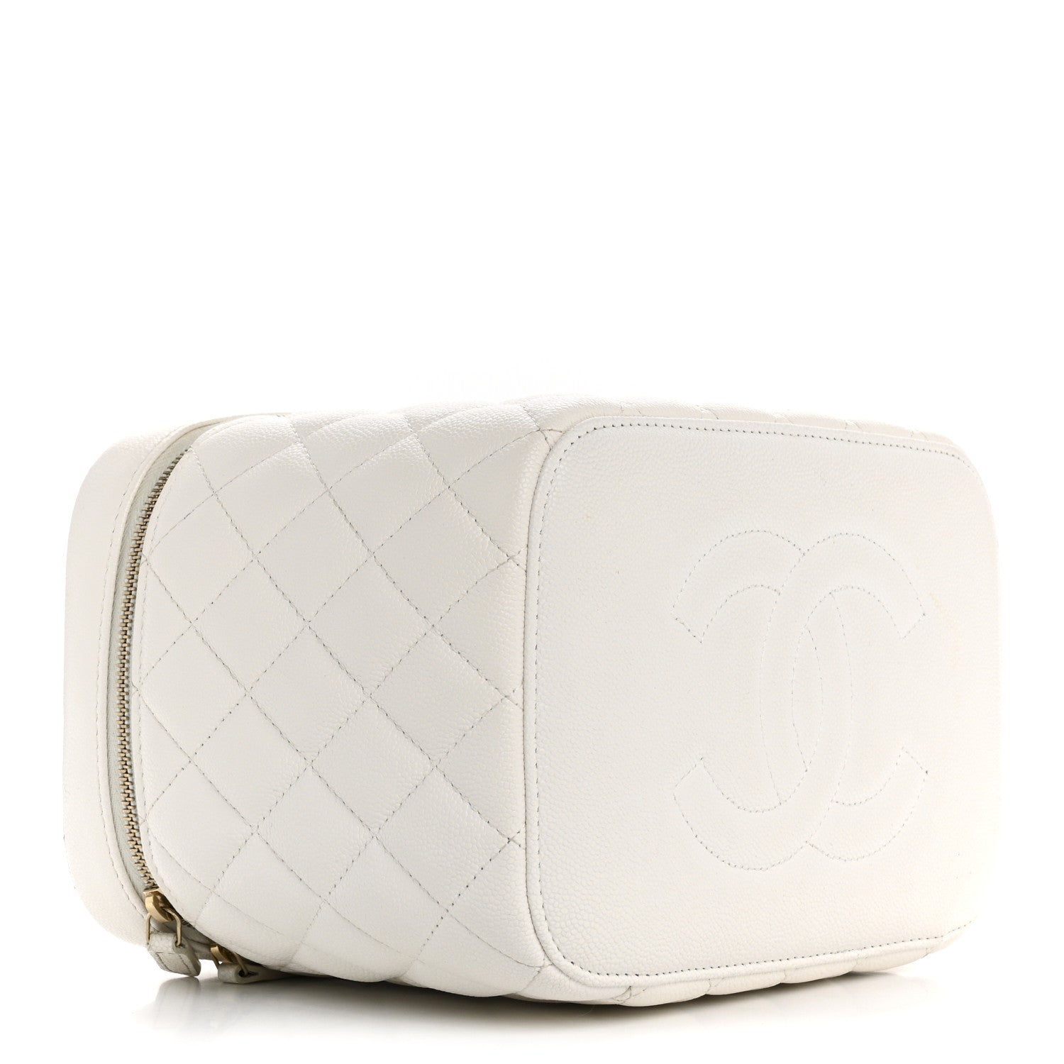 Chanel Caviar Quilted Large Vanity Pouch White 4 of 10