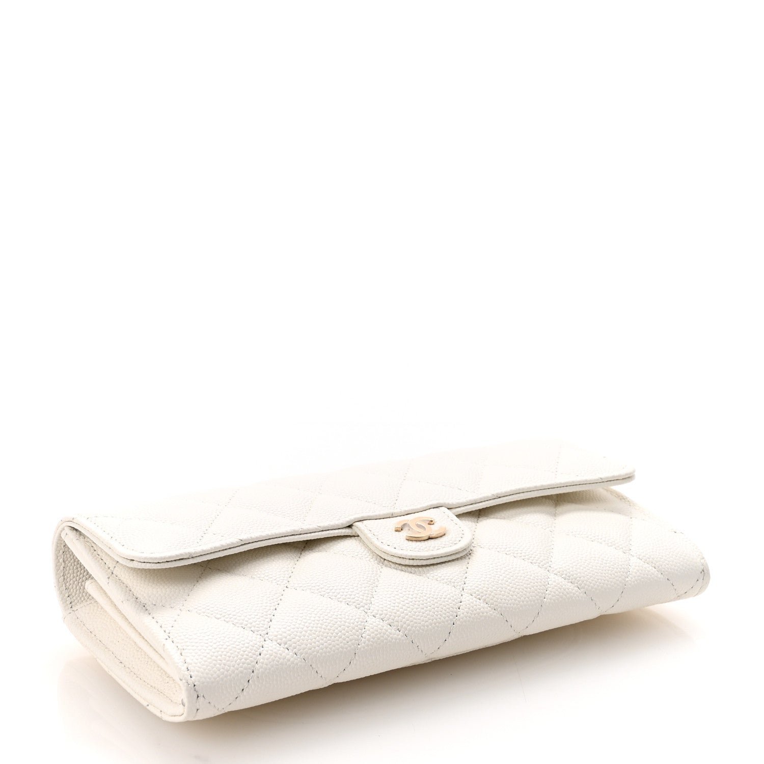 Chanel Caviar Quilted Large Gusset Flap Wallet White 4 of 9