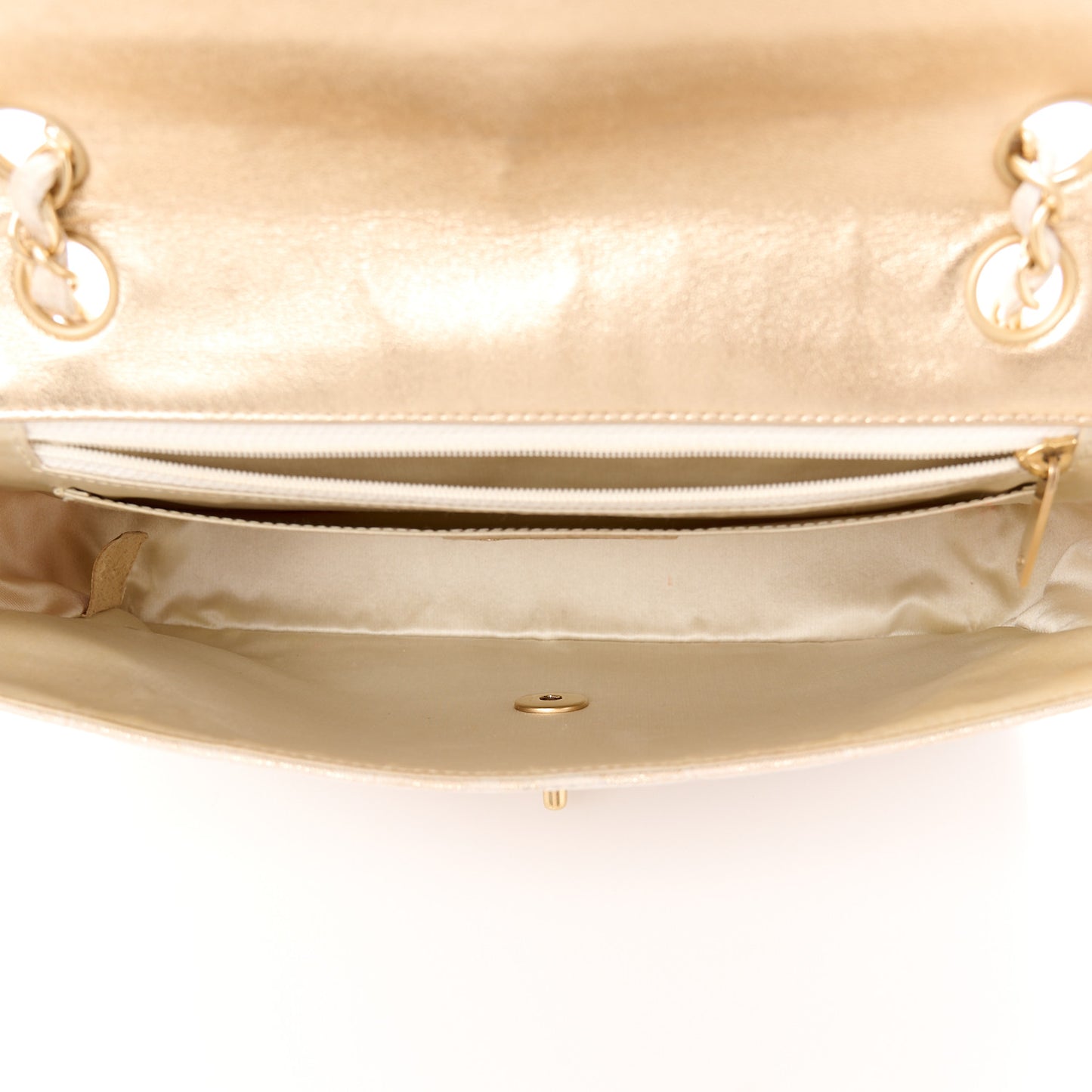 Metallic Nylon Medium Travel Flap Light Gold