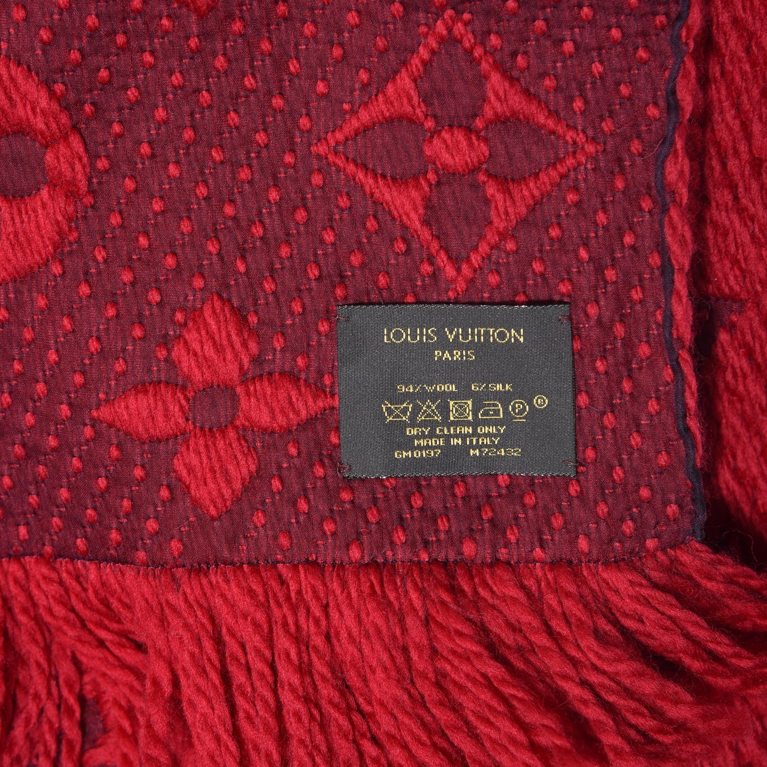 Louis Vuitton Wool Silk Logomania Scarf Rubis 3 of 3