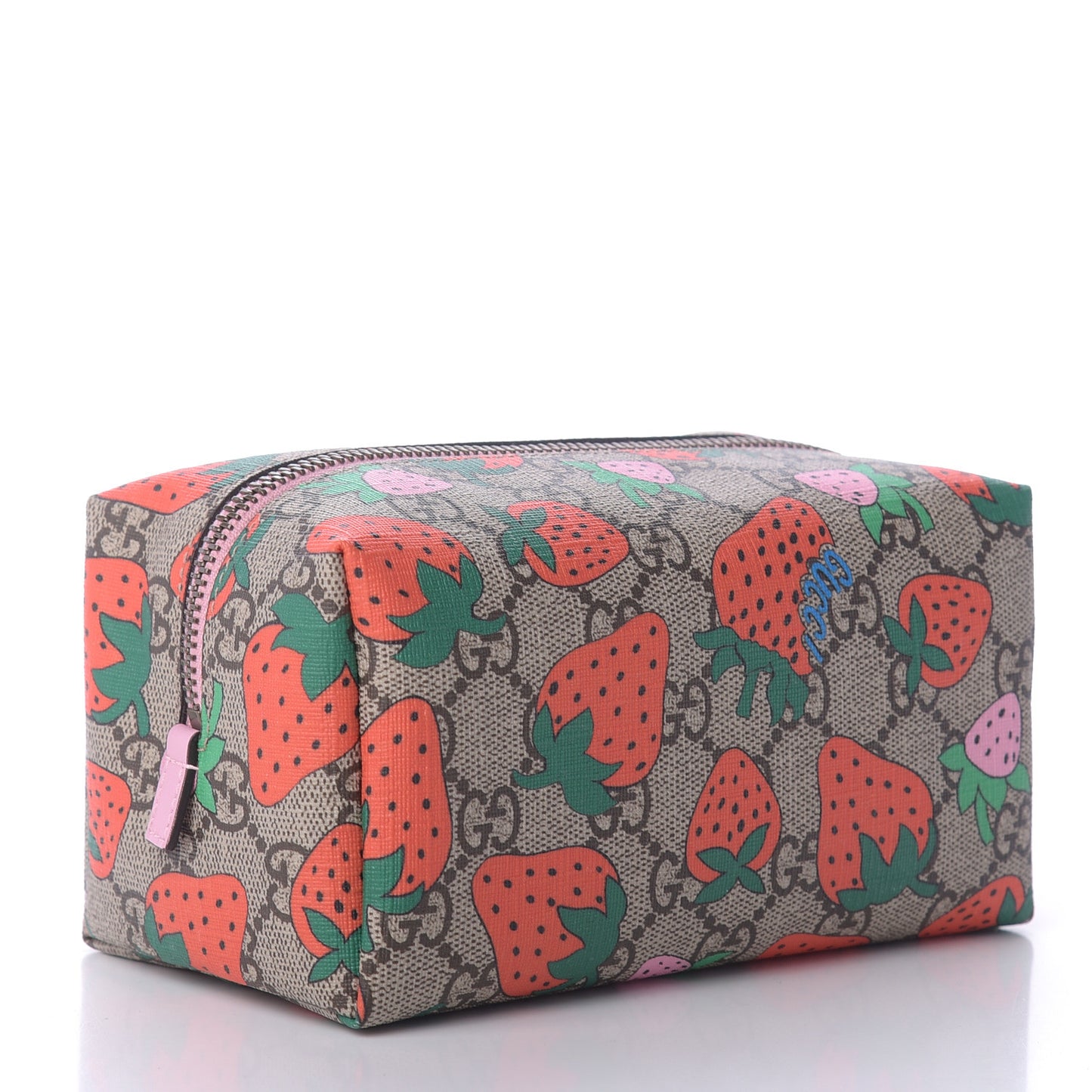 GG Supreme Monogram Strawberry Cosmetic Case
