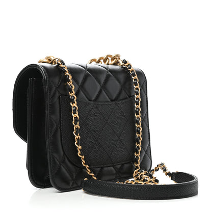 Chanel Calfskin Caviar Quilted Mini Chain Handle Flap Black 3 of 10