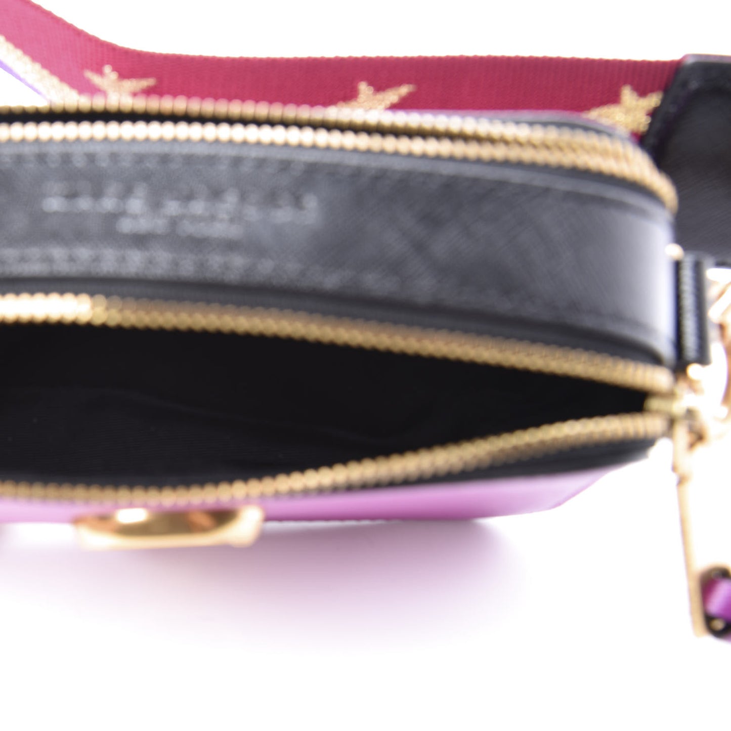 Saffiano Small Snapshot Camera Bag Purple Gold