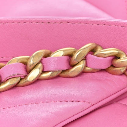 Chanel Lambskin Quilted Large Chanel 19 Flap Neon Pink 12 of 13