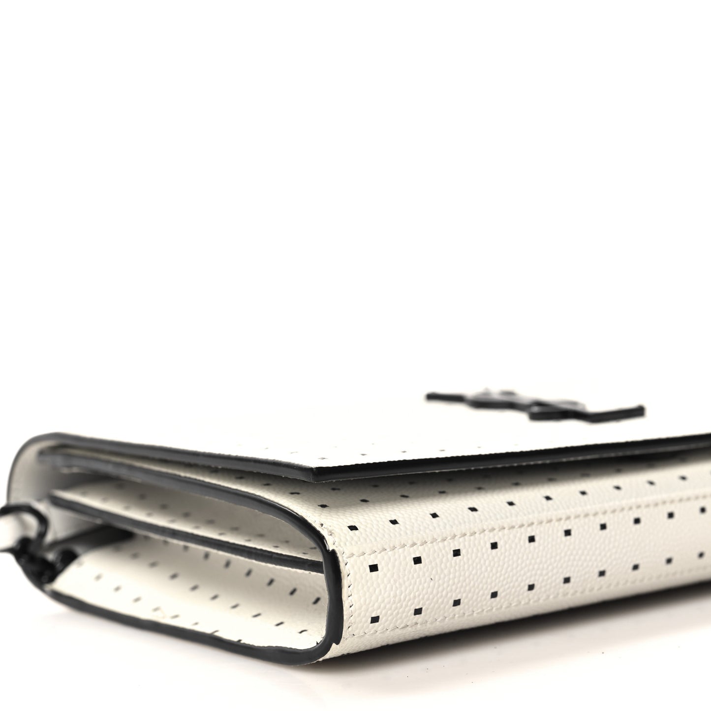 Grain De Poudre Square Dot Print Monogram Chain Wallet White Matte Black
