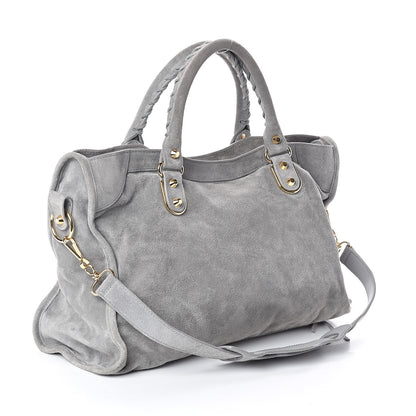 Balenciaga Baby Daim Suede Gold Metallic Edge Hardware S City Gris 3 of 9