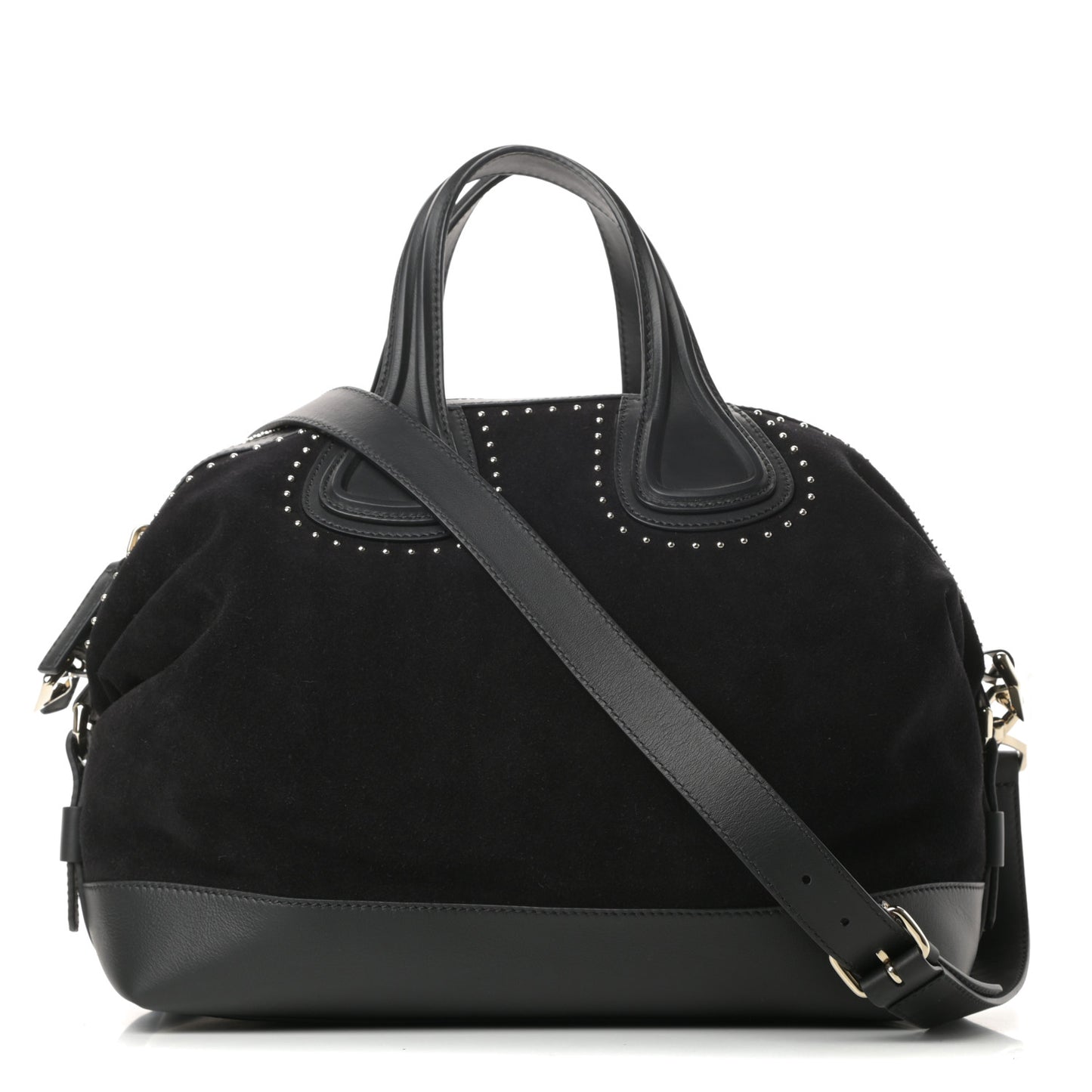 Suede Calfskin Studded Medium Nightingale Black