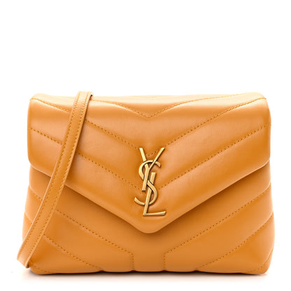 Saint Laurent Calfskin Y Quilted Monogram Toy Loulou Crossbody Bag Cheddar 1 of 9