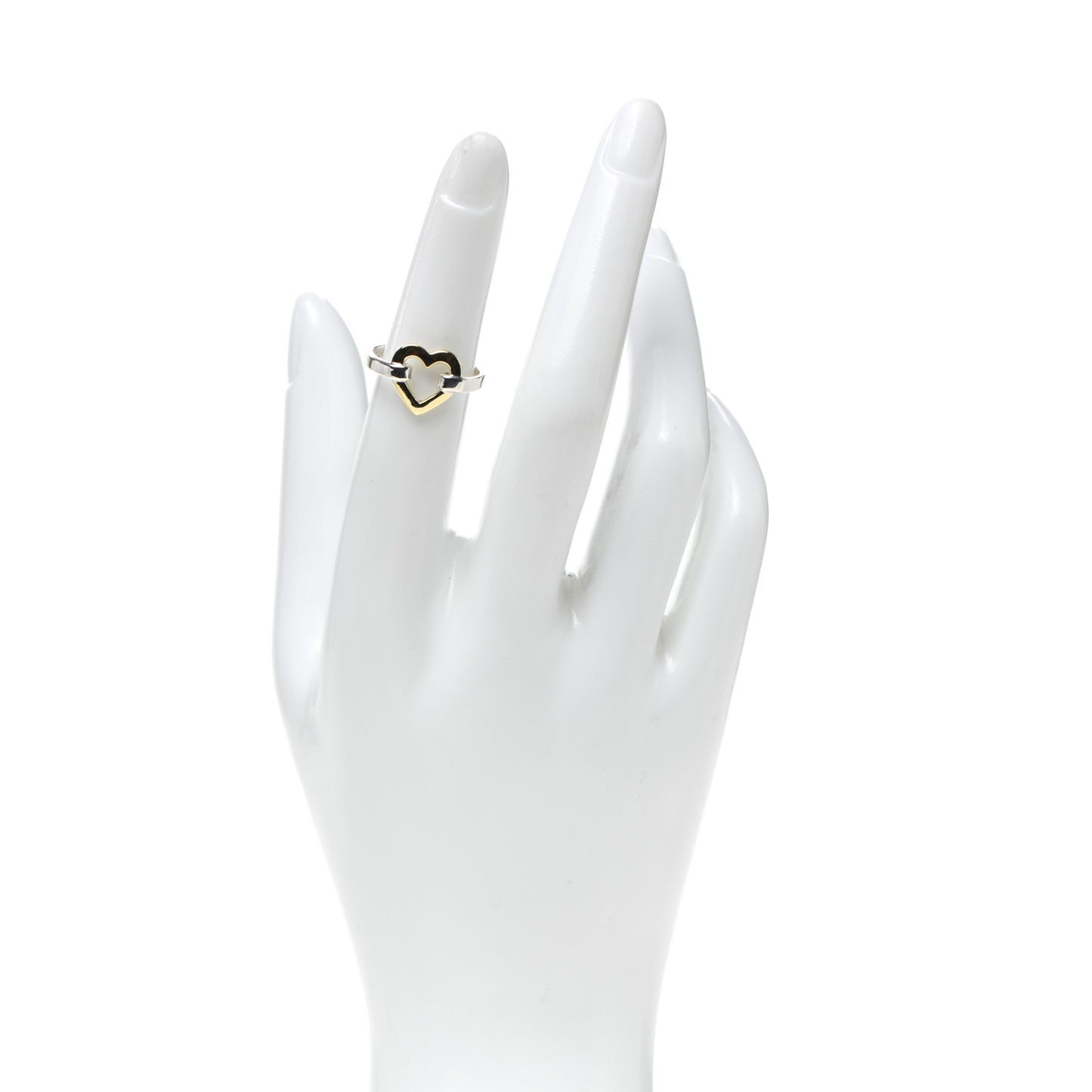 Sterling Silver 18K Yellow Gold Open Heart Ring 49 5