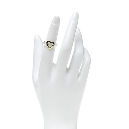 Tiffany Sterling Silver 18K Yellow Gold Open Heart Ring 49 5 2 of 4