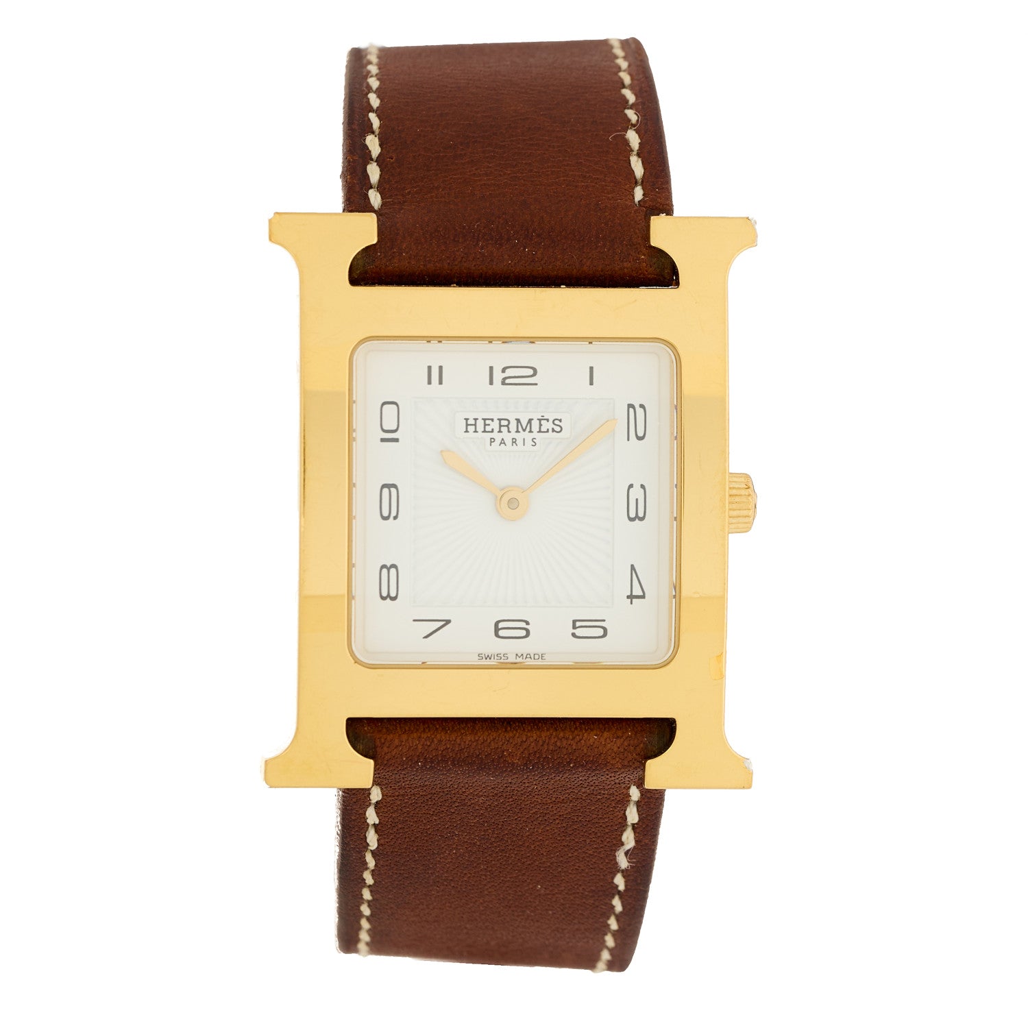 Hermes Stainless Steel Barenia 26mm Heure H Hour Quartz Watch Fauve 1 of 4