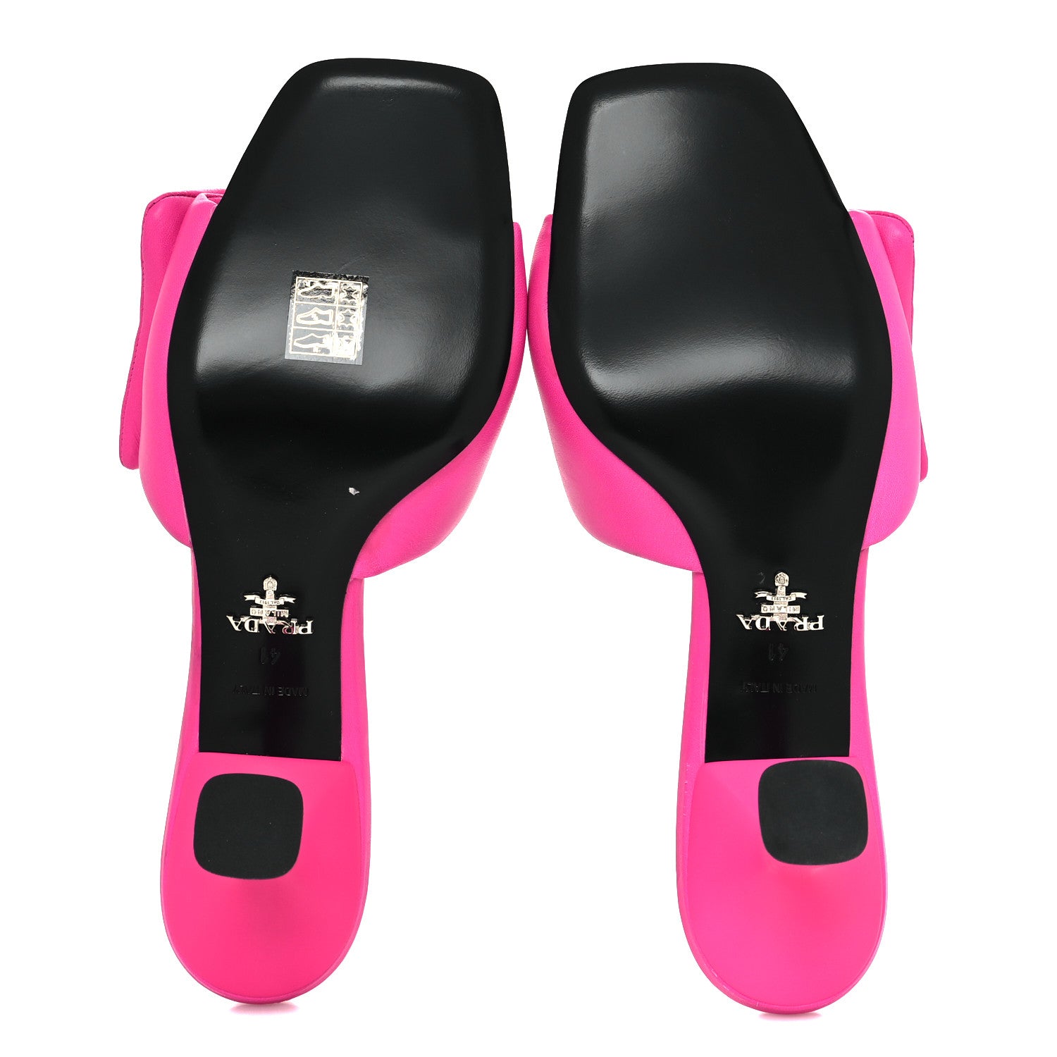 Prada Nappa Soft Padded Metal Triangle Logo 65mm Slide Sandals 41 Begonia Fluo 5 of 9