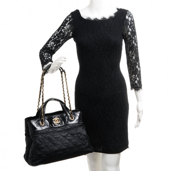 Iridescent Calfskin Small In The Mix Tote Black