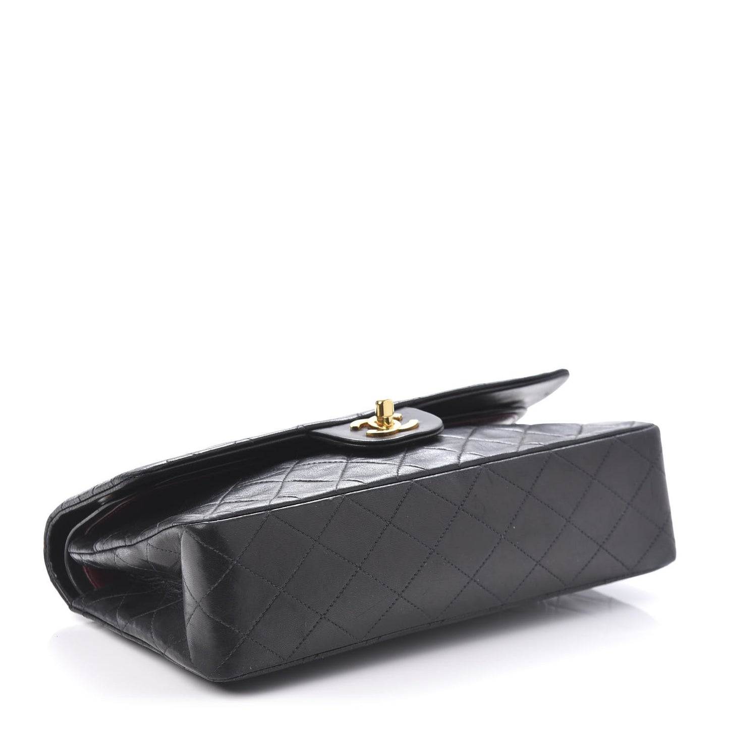 Lambskin Quilted Medium Double Flap Black
