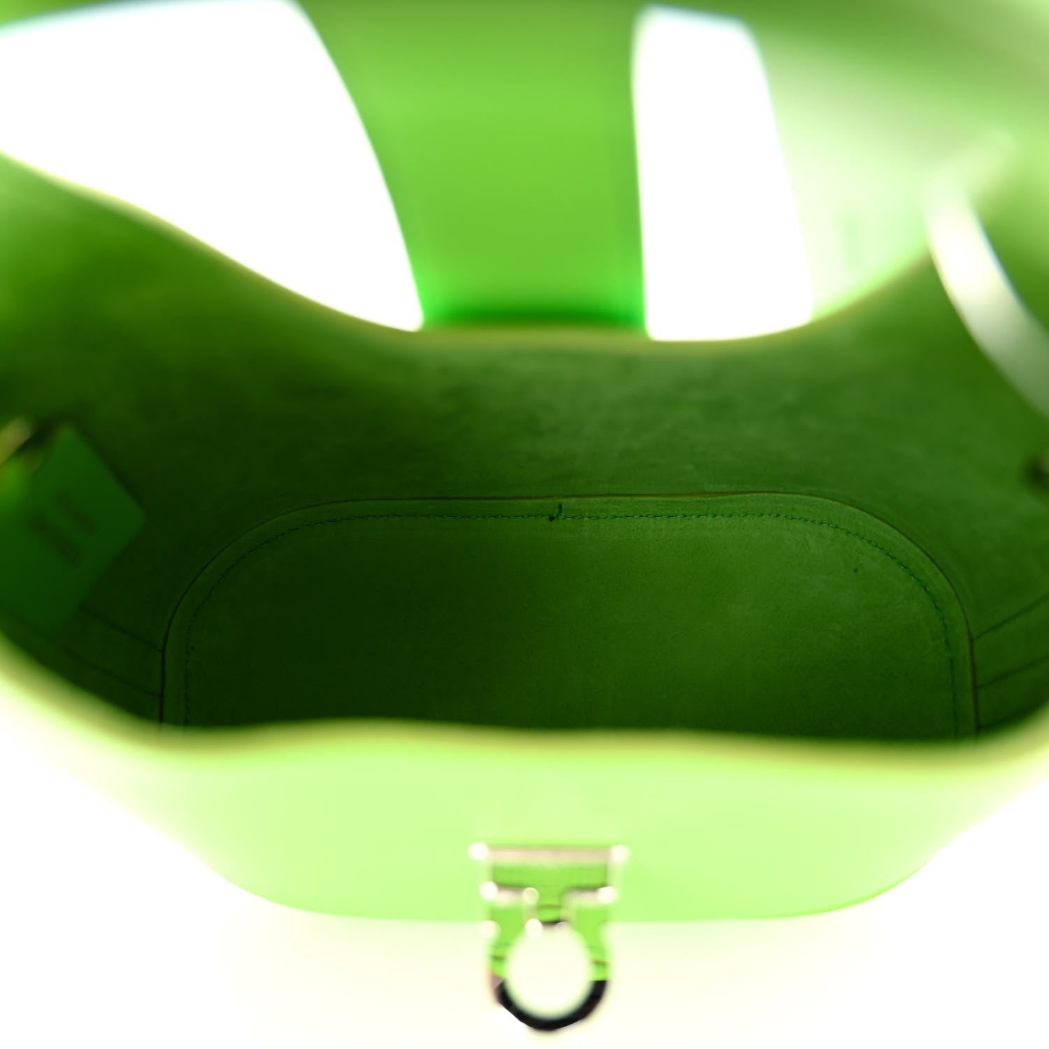 Salvatore Ferragamo Soft Calfskin Mini Gancini Hobo Lime 5 of 9