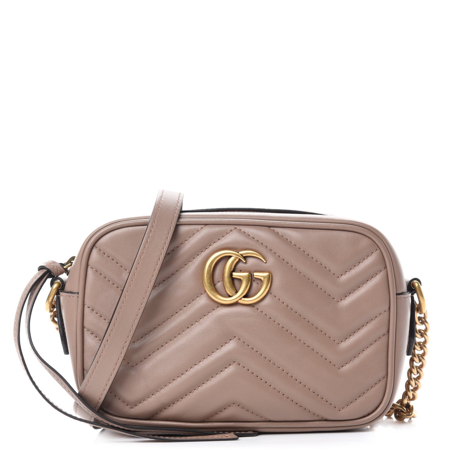 Calfskin Matelasse Mini GG Marmont Chain Shoulder Bag Porcelain Rose
