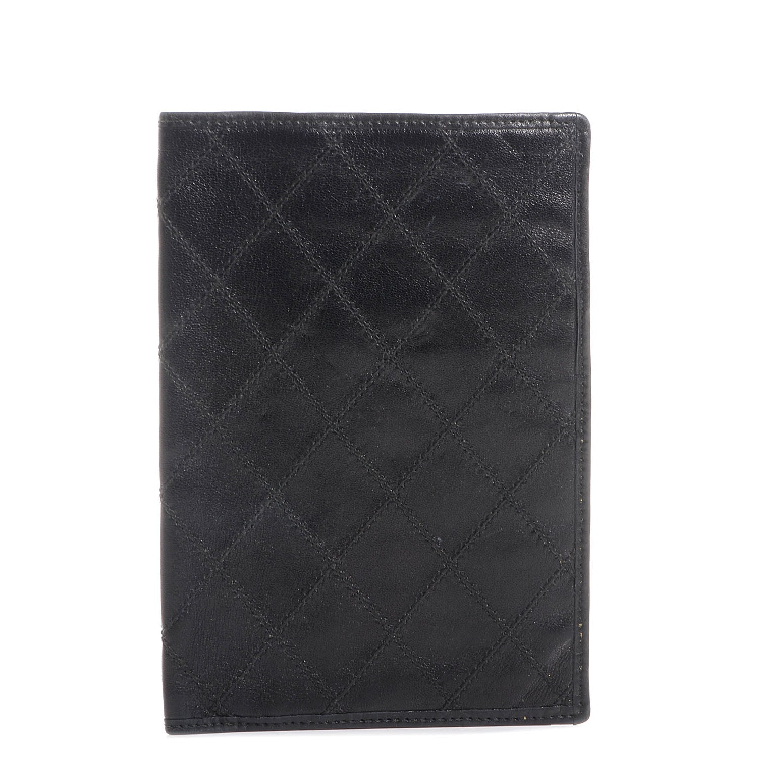Chanel Lambskin Diamond Stitched Passport Holder Wallet Black 1 of 8