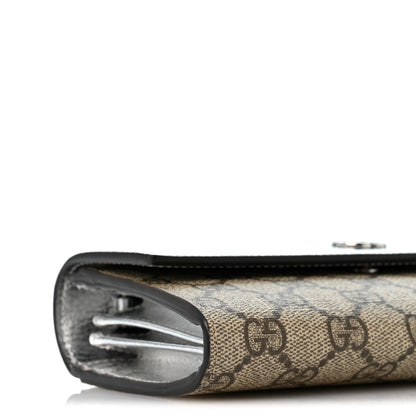 Gucci Metallic Calfskin GG Supreme Monogram Petite GG Marmont Wallet Chain Bag Silver Beige Ebony 9 of 12