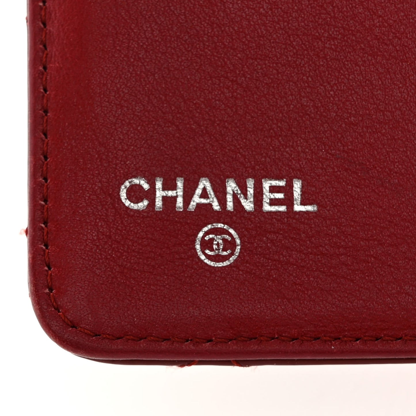 Patent Quilted Brilliant Zipped Pocket Wallet Dark Red