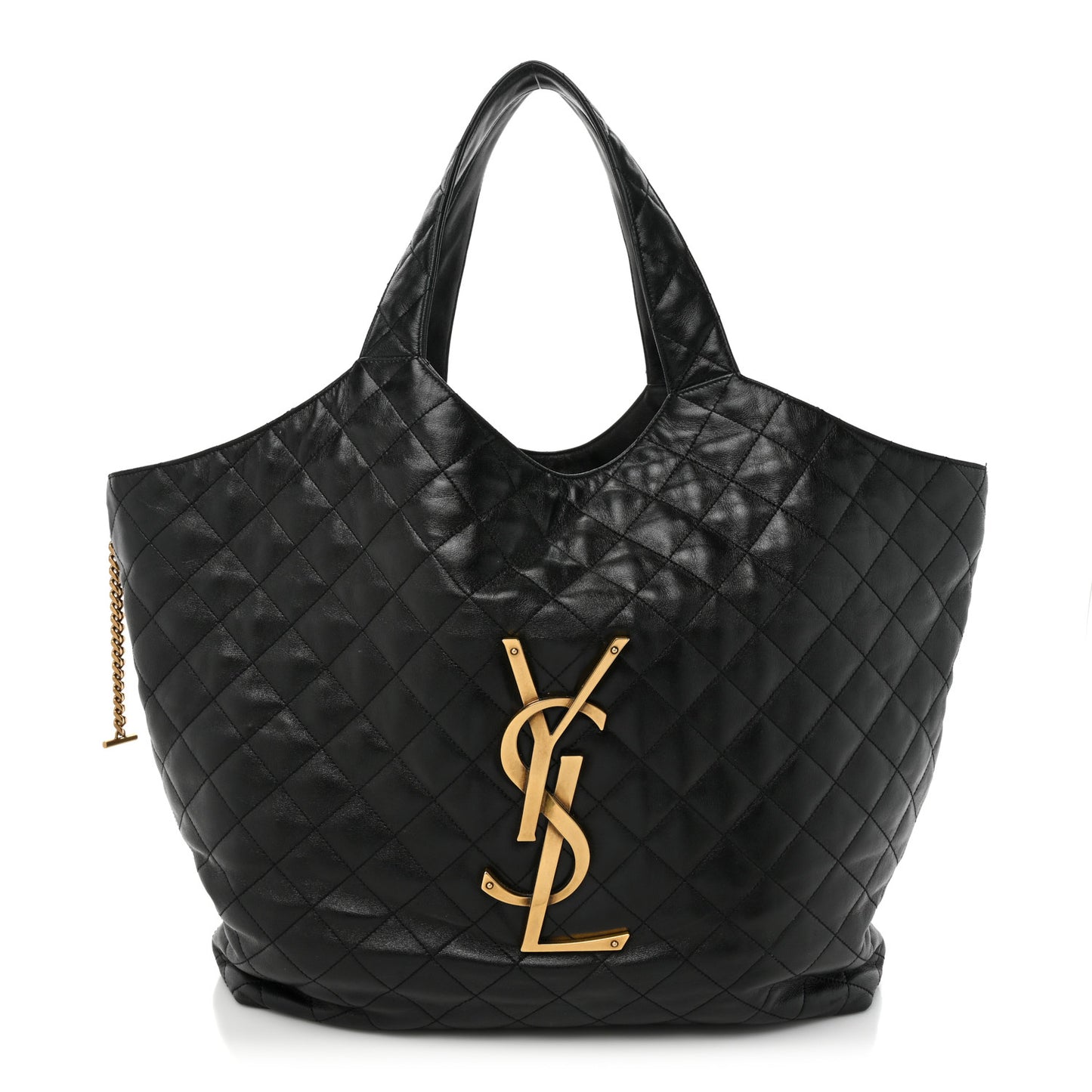 Lambskin Quilted Maxi Icare Shopping Tote Black