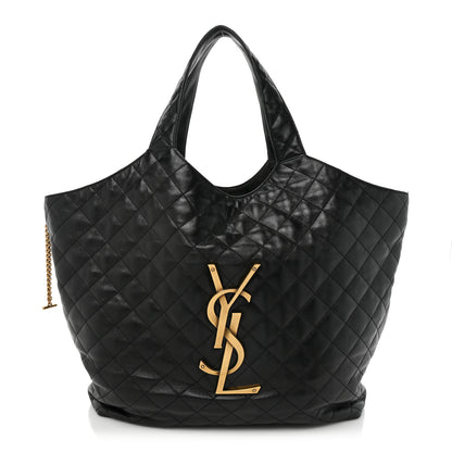 Saint Laurent Lambskin Quilted Maxi Icare Shopping Tote Black 1 of 18