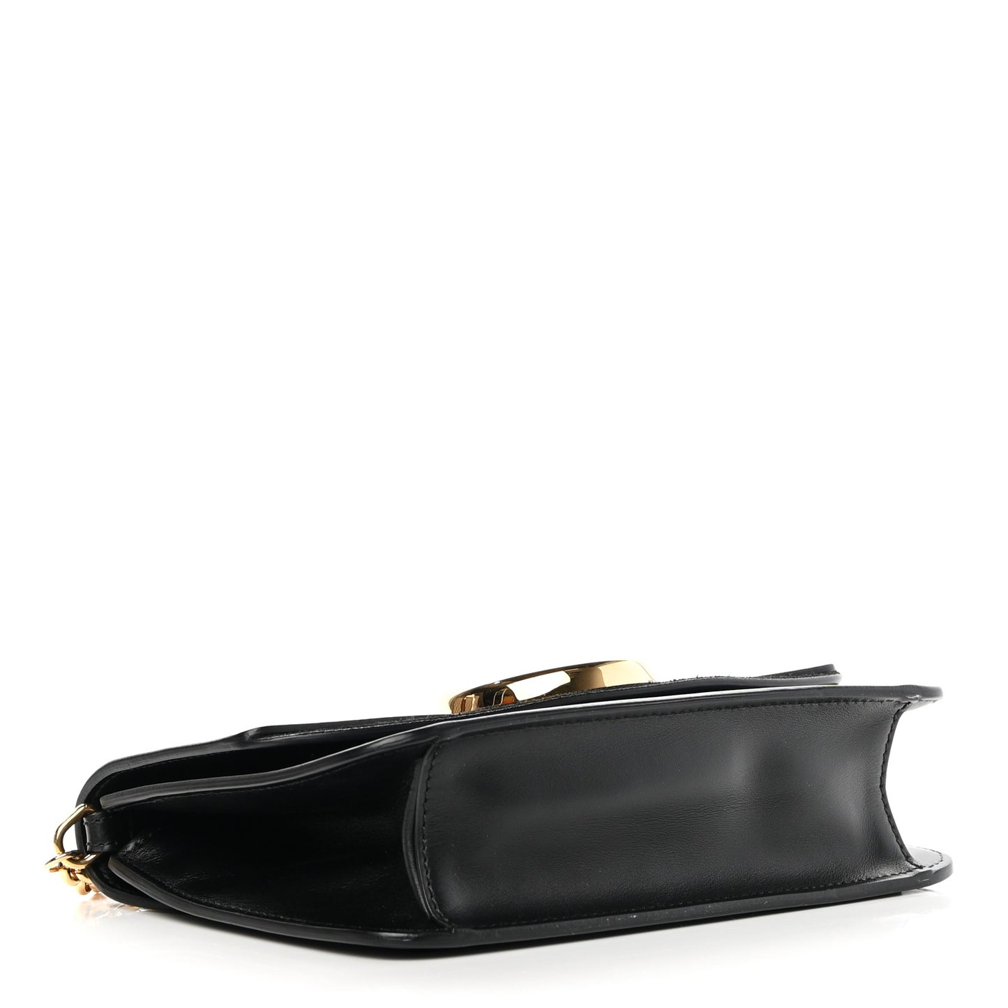 Calfskin Suede C Clutch With Chain Black