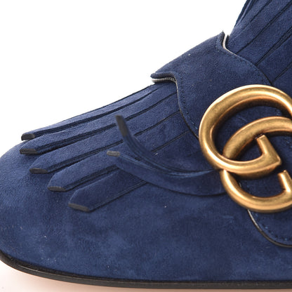 Gucci Kid Scamosciato GG Marmont Fringe 50mm Loafer Pumps 41 Blue Ink 9 of 10