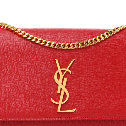 Saint Laurent Grain De Poudre Medium Monogram Kate Satchel Red 8 of 14