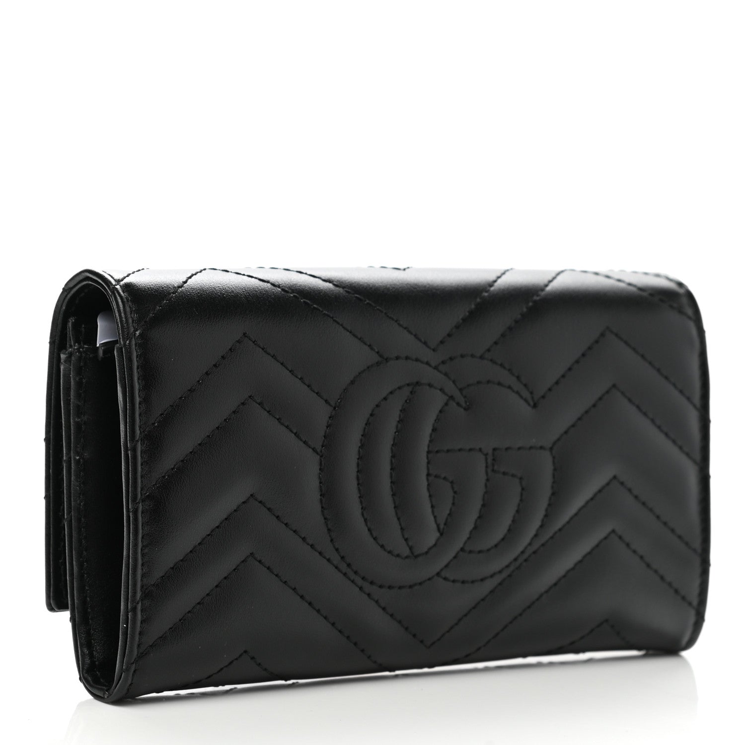 Gucci Calfskin Matelasse GG Marmont Continental Wallet Black 3 of 8