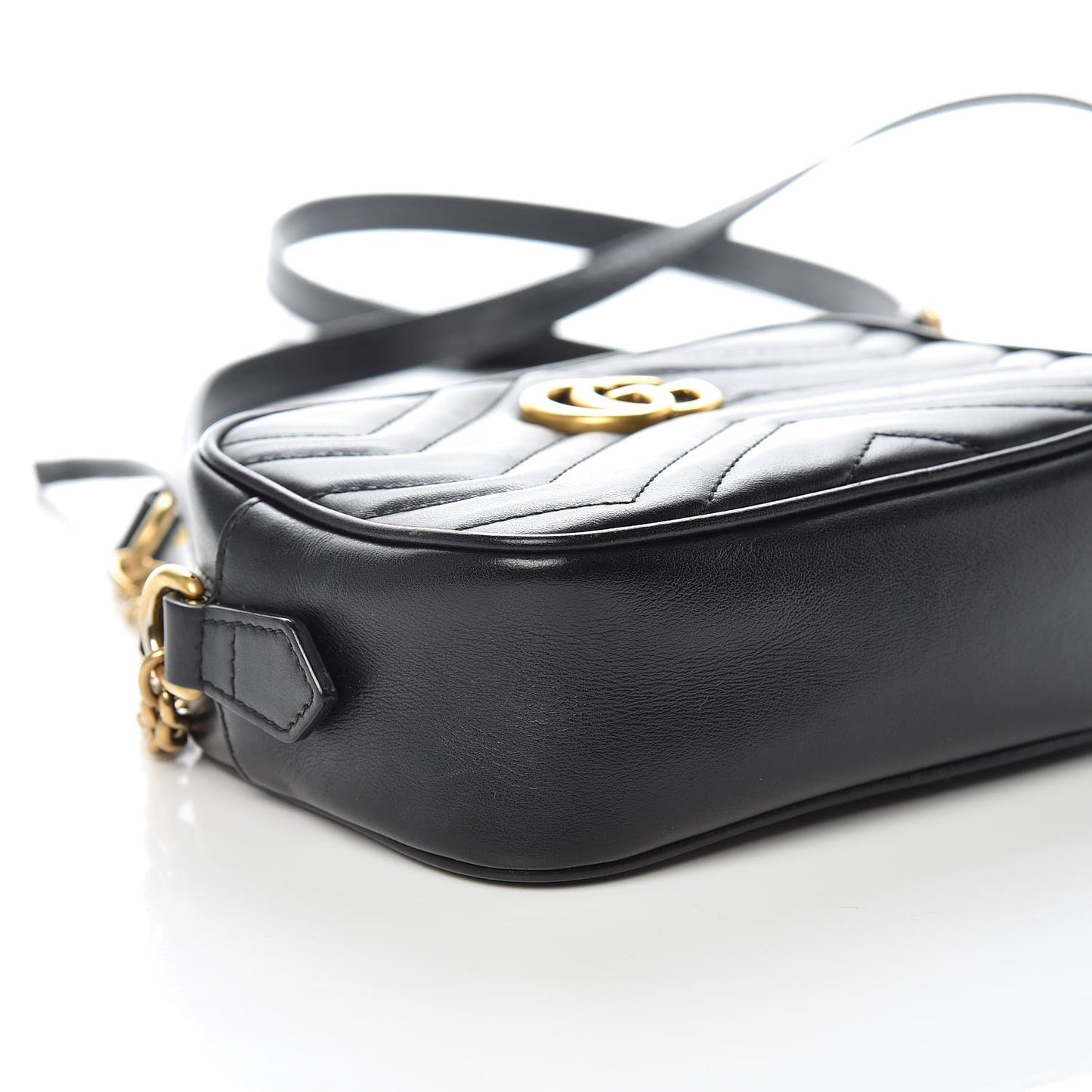 Calfskin Matelasse Mini GG Marmont Chain Shoulder Bag Black