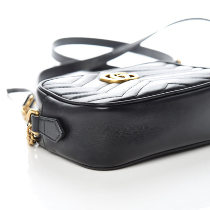 Gucci Calfskin Matelasse Mini GG Marmont Chain Shoulder Bag Black 8 of 9