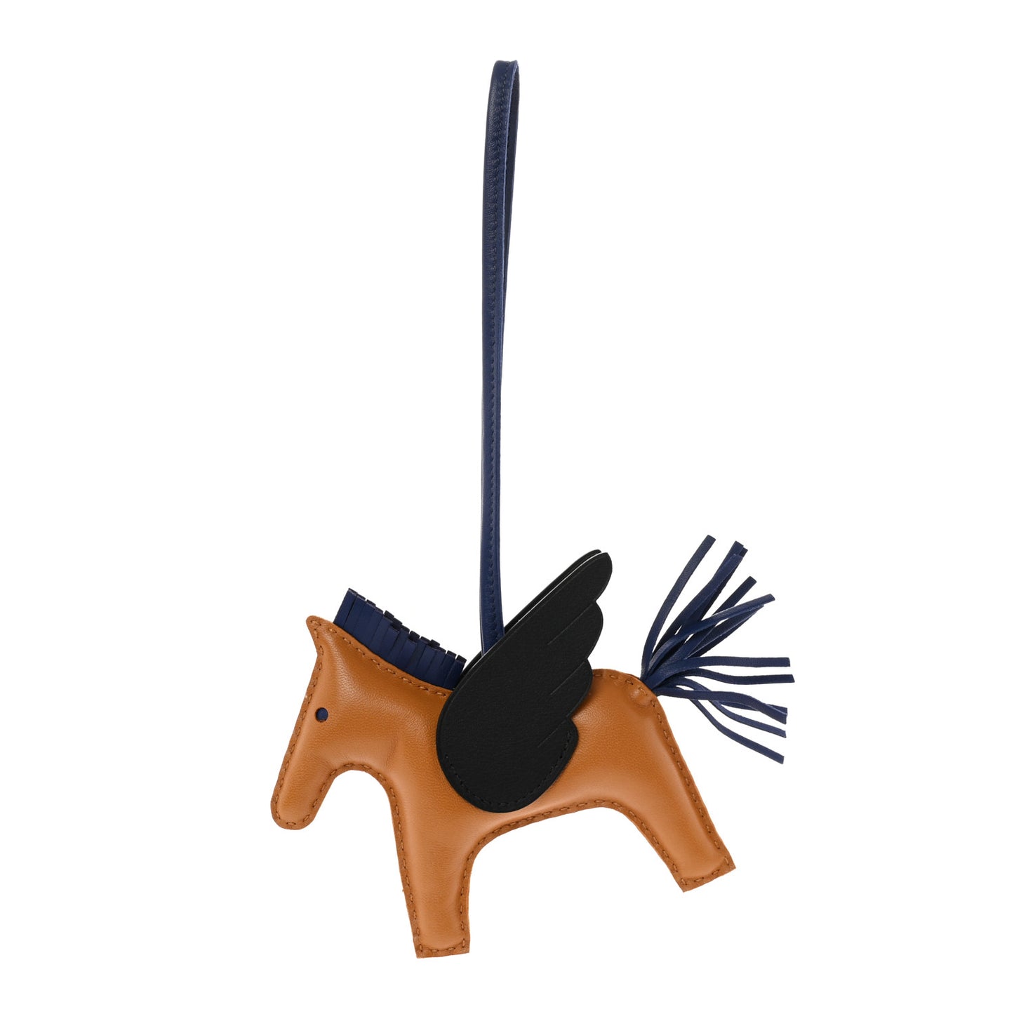 Milo Lambskin Grigri Rodeo Pegase Horse Bag Charm PM Sesame Black Bleu Saphir