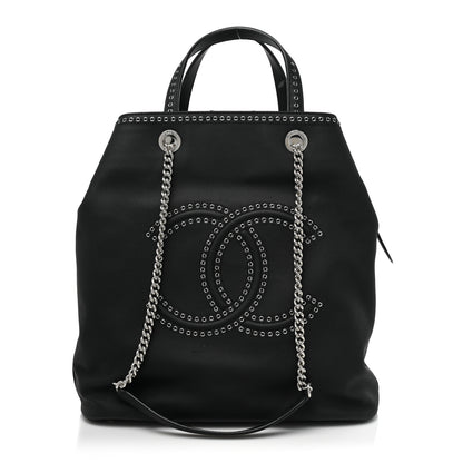 Chanel Grained Calfskin Large Coco Eyelets Shopping Tote Black 1 of 13