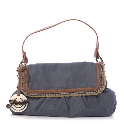 Fendi Denim Small Chef Shoulder Bag Blue 1 of 11