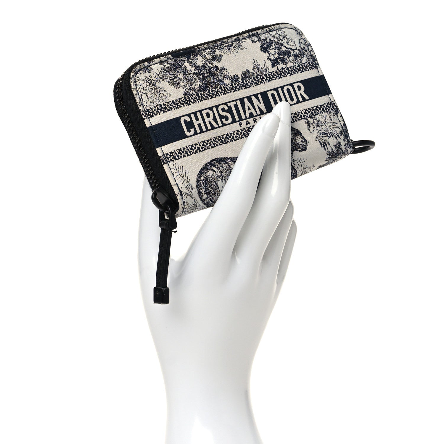 Christian Dior Technical Fabric Embroidered Toile De Jouy DiorTravel Detachable Card Holder Blue 2 of 7