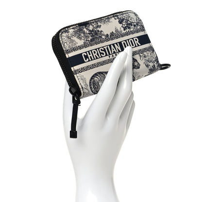 Christian Dior Technical Fabric Embroidered Toile De Jouy DiorTravel Detachable Card Holder Blue 2 of 7