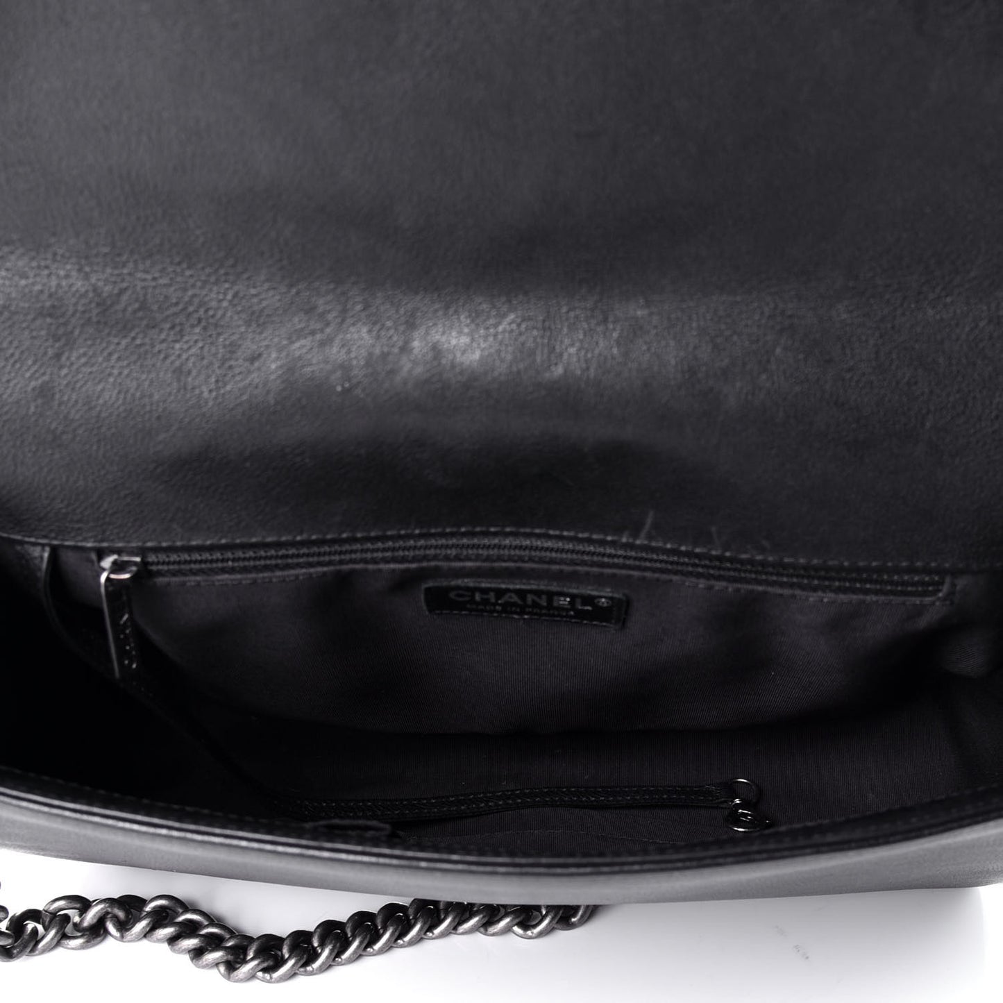 Calfskin Quilted Large Boy Flap Black