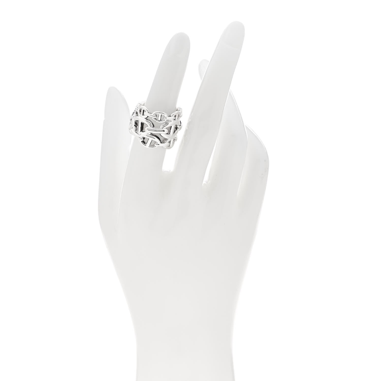 Hermes Sterling Silver GM Chaine d'Ancre Enchainee Band Ring 53 6.25 2 of 6