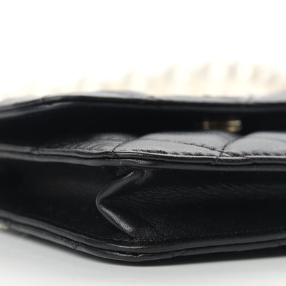 Chanel Calfskin Quilted Maxi Pearls Card Holder Flap With Chain Black 8 of 9
