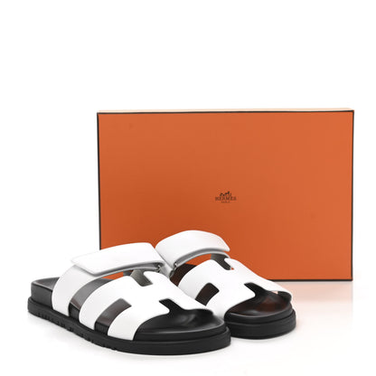 Hermes Calfskin Womens Chypre Sandals 38 White 9 of 9