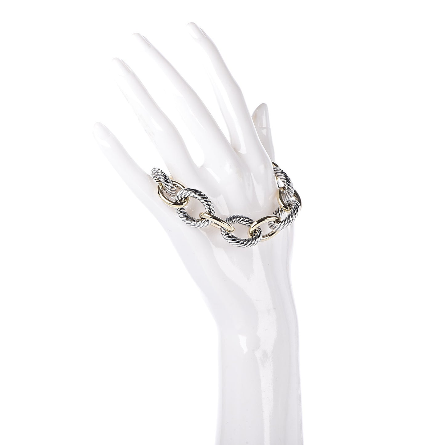 Sterling Silver 18K Yellow Gold 17mm Extra Large Oval Link Bracelet